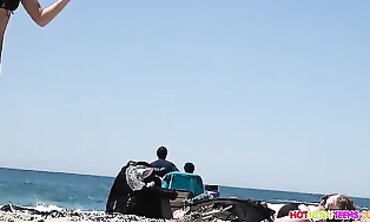 Pretty Teen With Huge Ass Spied On At The Beach