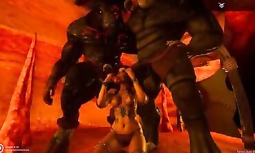 Goddess Indra X Grok X Gulhragg: Wild Minotaur & Rhino Threesome