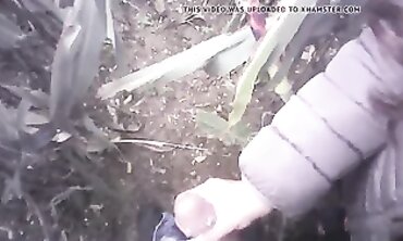 POV Amateur Handjob in the Field with a Massive Cumshot