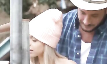 Petite Blonde Seduces Cowboy in Hardcore City Encounter