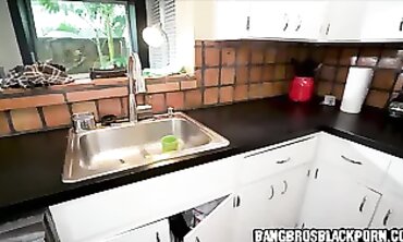 Ebony Maid Gets Paid to Clean While Nude