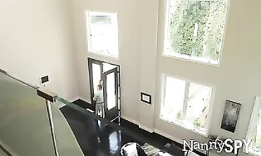 Petite Nanny Aidra Fox Caught Wanking in Fishnets