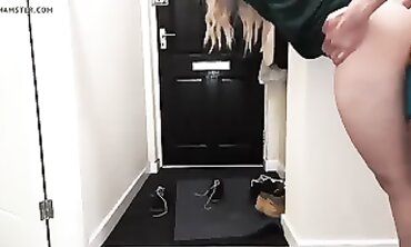 British Blonde MILF Interrupted by Delivery During Threesome