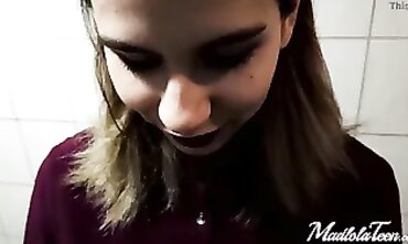 Outdoor Public Toilet Fellatio Blowjob Adventure with Hot Brunette