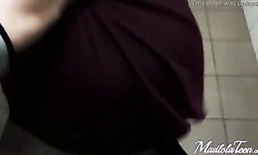 Outdoor Public Toilet Fellatio Blowjob Adventure with Hot Brunette
