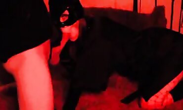 Mature Catwoman Eva Latex In Red Rubber Bondage Blowjob
