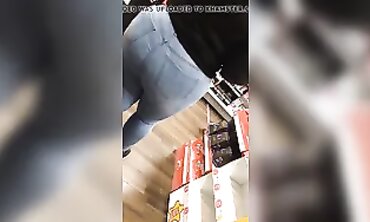 Tight Denim Squeezes Her Massive Black Ass