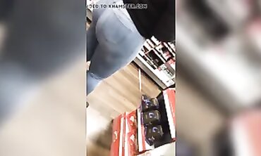 Tight Denim Squeezes Her Massive Black Ass