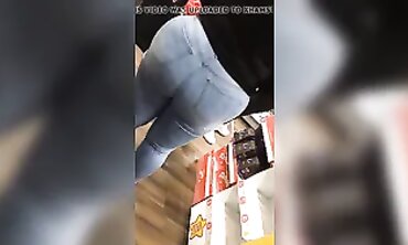Tight Denim Squeezes Her Massive Black Ass