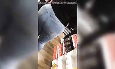 Tight Denim Squeezes Her Massive Black Ass