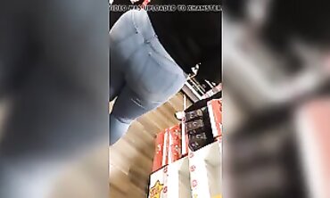Tight Denim Squeezes Her Massive Black Ass