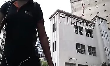Candid Big Ass in Tight Glossy Trousers