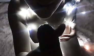 Redhead Amateur KleoModel Gives Blowjob and Facial in Christmas Outfit