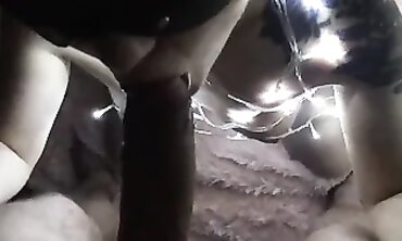 Redhead Amateur KleoModel Gives Blowjob and Facial in Christmas Outfit