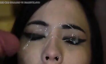 Hottie Smothered in Thick Cum During Hardcore Gangbang