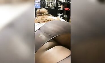 Ebony Joy Fingers Her Big Ass in Stockings