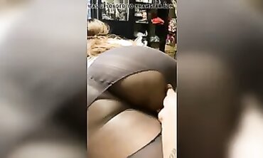 Ebony Joy Fingers Her Big Ass in Stockings