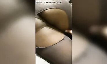 Ebony Joy Fingers Her Big Ass in Stockings