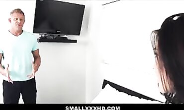 Skinny Brunette Stepdaughter Gets Screwed to Climax