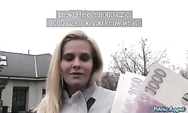 Blonde MILF Agent Gets Rough Outdoor Sex for Cash