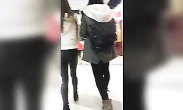 POV: Following a Honey Babe in Sexy Leather Leggings
