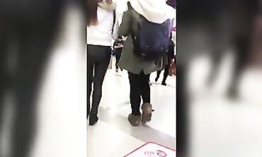 POV: Following a Honey Babe in Sexy Leather Leggings