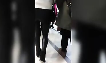 POV: Following a Honey Babe in Sexy Leather Leggings
