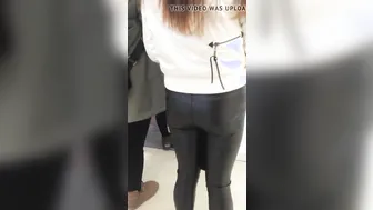 POV: Following a Honey Babe in Sexy Leather Leggings