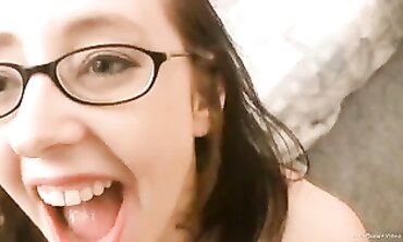 Amateur Teen Babe with Stocking Fetish Gives Blowjob to Camerman - POV