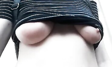 Outdoor Exhibitionist with Huge Tits and Big Areolas