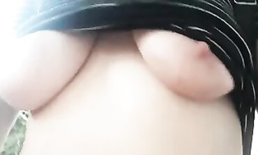Outdoor Exhibitionist with Huge Tits and Big Areolas