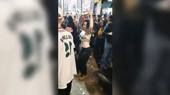 Brunette Girl Shows Off Boobs at Outdoor Party