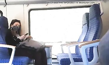 Brunette College Girl Looks Left on Train