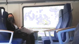 Brunette College Girl Looks Left on Train