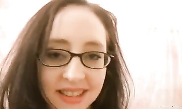 Inexperienced Brunette in Stockings Gives POV Blowjob