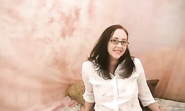 Inexperienced Brunette in Stockings Gives POV Blowjob
