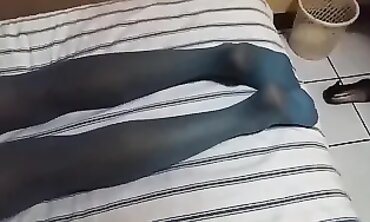 Beauty and Honey in Blue Thigh-High Stockings