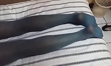 Beauty and Honey in Blue Thigh-High Stockings