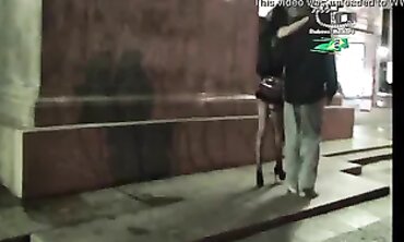barely legal Latina Couple Succumbs to Public Street Gangbang