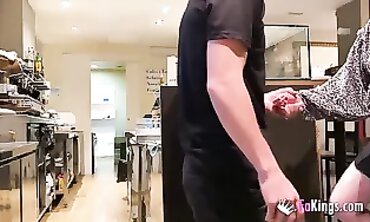Petite Silvia Soprano Seduced by a Lusty Waiter