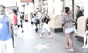 BBW Black Women Clash in Public Underwear