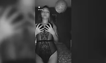French Amateur Blonde in Lingerie Fondles Herself