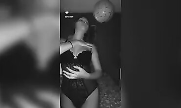 French Amateur Blonde in Lingerie Fondles Herself