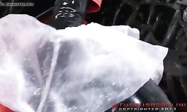 Red in Crimson Spandex Pissing on a Plinth Part 5