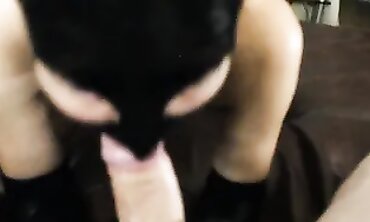 Eva Latex: African MILF Deepthroat in Rubber and Mask