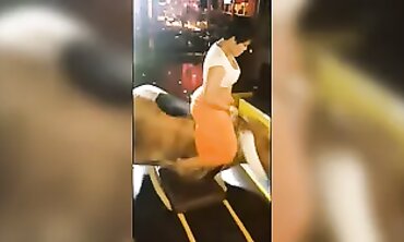 Juicy Succulent Mom Rides the Mechanical Bull
