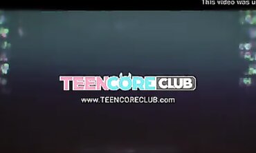 Shy Barely Legal Teen's First Hardcore Threesome with Two Guys
