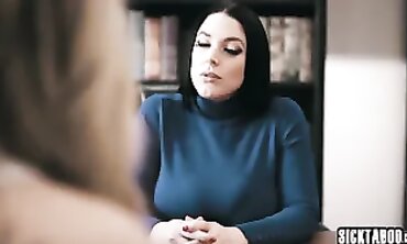 Dr. Angela White Fingers Two Babes in Lesbian Threesome