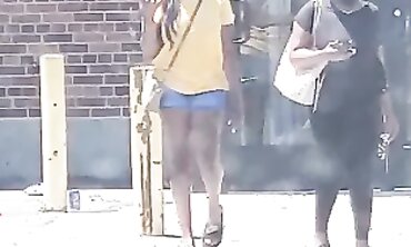 Dark-Hued 19-Year-Old With Lovely Rump In Cut-Offs