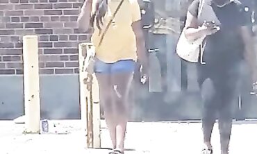 Dark-Hued 19-Year-Old With Lovely Rump In Cut-Offs